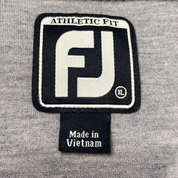 FJ FootJoy Polo Mens Gray Athletic Fit Short Sleeve Front Pocket Golf Shirt Sz L - Picture 5 of 11